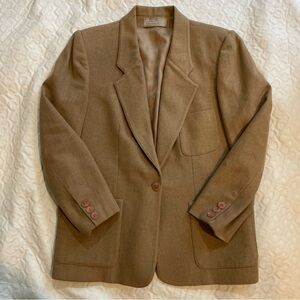 Vintage Evan Picone 100% Wool Blazer Women’s Size 10 USA Union Store Beige Tan